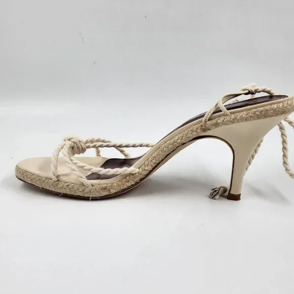 STAUD Chiara Espadrille Sandals Women's 7 Natural High Heel Tassel Braided Rope* - Picture 14 of 15